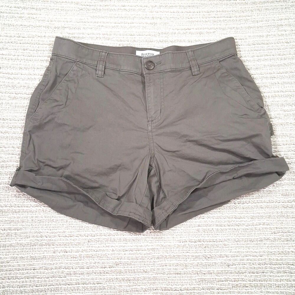 Boston Traders Womens Shorts Size 8 Olive Green Utility Carpenter Loop Roll Cuff
